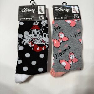 NWT Disney Mickey and Minnie Mouse Novelty Crew Socks Size‎ 9-13 2-Pack